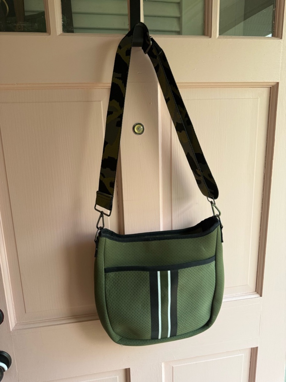 HAUTE SHORE Olive Green Hobo with Camouflage Strap